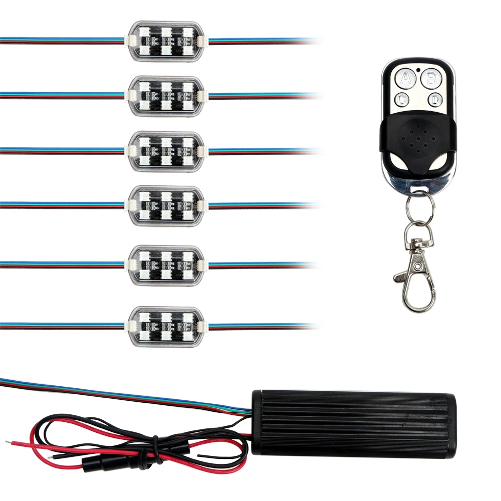 

Remote Control Decorative Neon Atmosphere Lamp 6PCS/lot 12V RGB LED Car Motorcycle Light Car-styling Light Kit