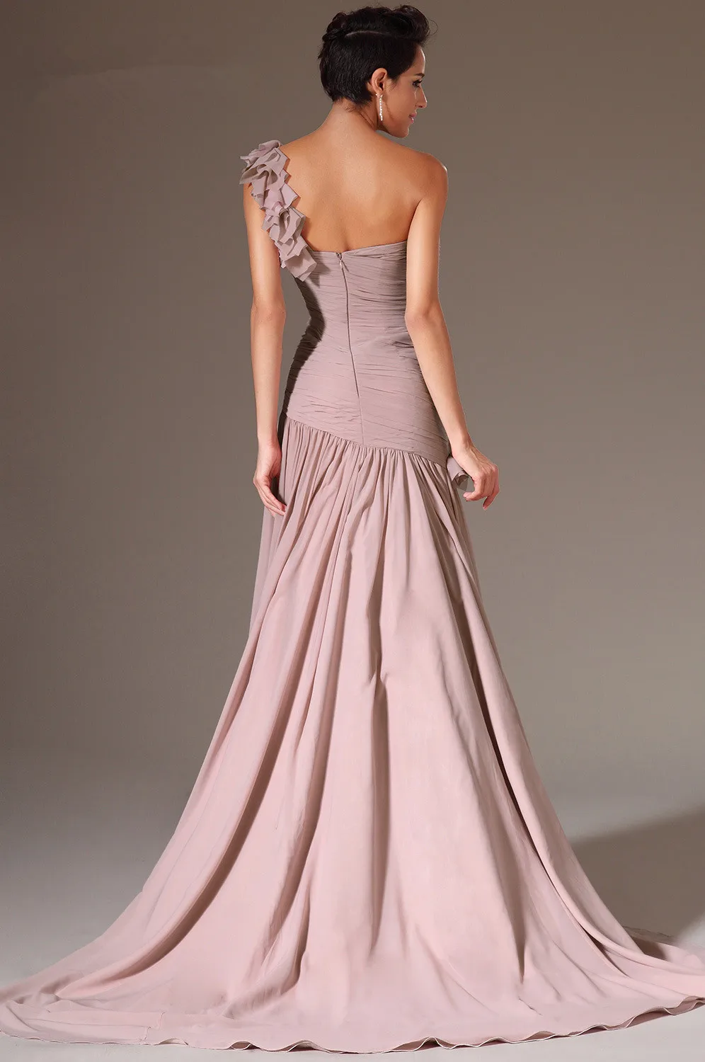 Freeshipping-New-Fashion-One-Shoulder-Chiffon-Evening-Gown-Evening-Dresses-with-Flowers