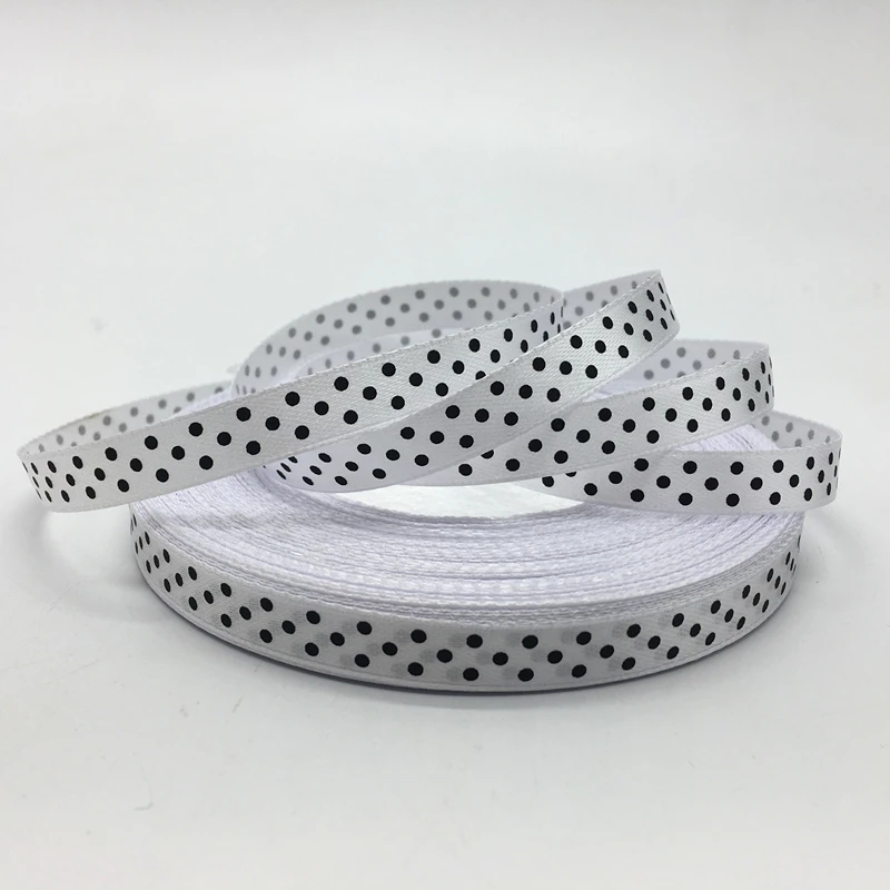 5yards/lot 3/8"(10mm) Dots Satin Ribbon Printed Polyester Ribbon DIY Bow Hair Wedding Handmade Materials