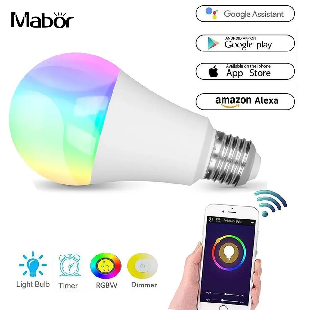 

E27 RGBW 700LM LED Bulb AC85-265V RGB Led Light APP voice Control Super Bright Bulb Lamp Indoor LIghting Bedroom Party decor