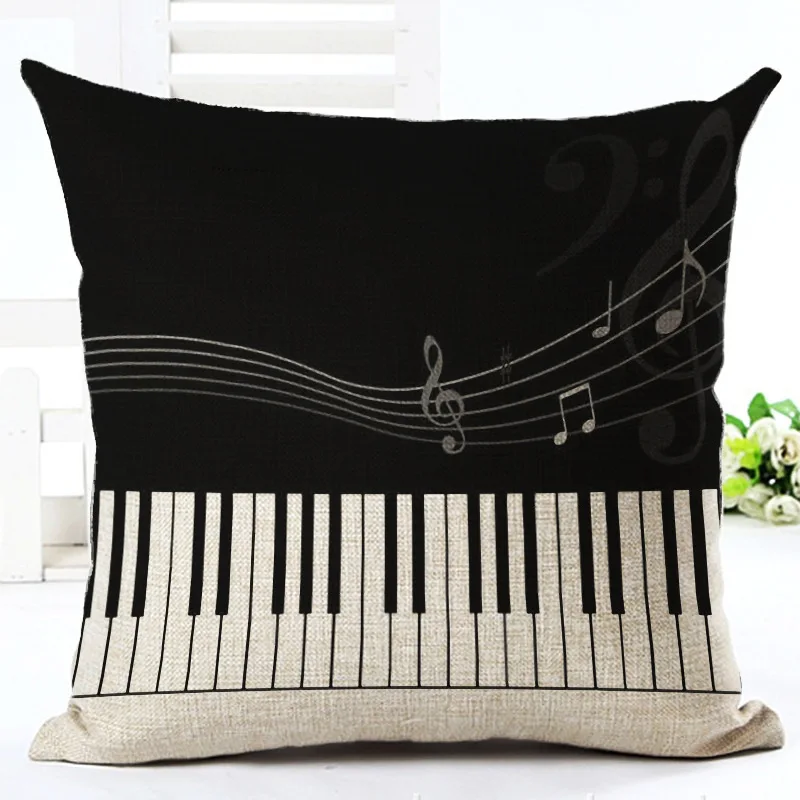 YWZN Ретро Чехол для подушки с музыкальными нотами, хлопок, лен, чехол для подушки с музыкальными инструментами, декоративный чехол для подушки s hoofdkussen