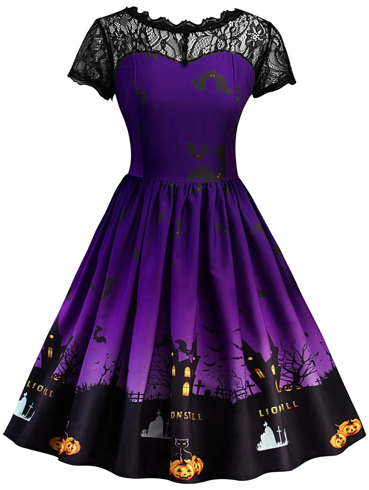 Women Vintage Dot Printing Sleeveless Mesh Patchwork Evening Party Swing Dresses