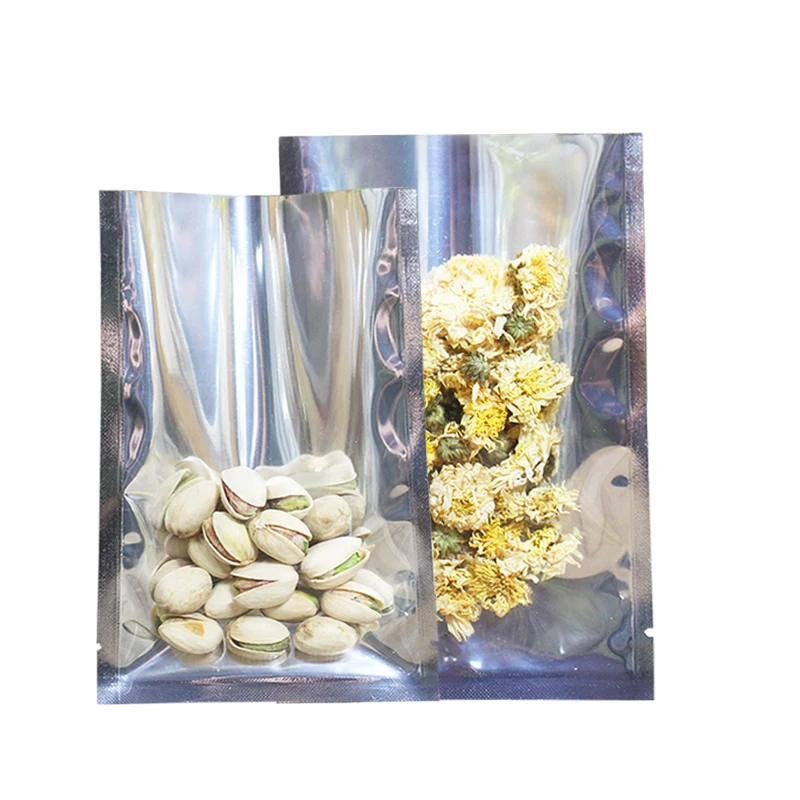 200 pcs Small Size Heat Seal Smell Proof Clear & Foil Bags,Transparent