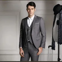 Новое поступление, лидер продаж года, смокинги с отворотом на одной пуговице, серые модные мужские костюмы, формальный прилегающий костюм Terno Masculino