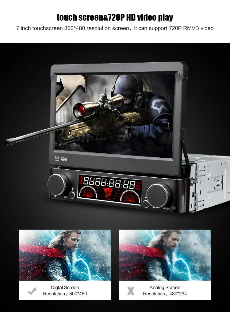 Perfect 7" 1 Din Wince Car DVD Player GPS Navigation Universal In-dash Detachable Front Panel Auto Radio Audio Stereo With Bluetooth map 6