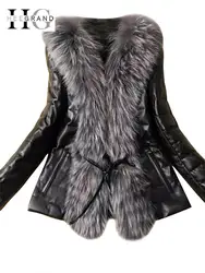 Для женщин 2018 Новый стильный тонкий зимняя куртка из искусственного меха плюс Размеры меха Куртка с воротником Женская Очаровательная