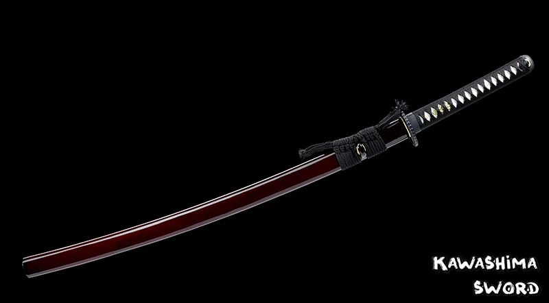 Ceny Ręcznie wykonana prawdziwa katana 1095 stalowa glina hartowana pełna Tang ostrość gotowa ostatni miecz samuraja New Arrival Red