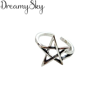 

Personality Punk Retro 925 Sterling Silver David Star Rings For Women Simple Ladies Adjustable Size Ring Wedding Jewelry Anillos