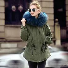Большой натуральный мех енота высокого качества зимняя куртка женская белая утка вниз утепленная куртка свободные парки темно-зеленый