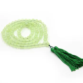 

Buddhist 8mm Natural Grape Green Chalcedony 108 Beads Mala Fashion Female Yoga Healing Tassel Necklace or Bracelet Gift Dropship