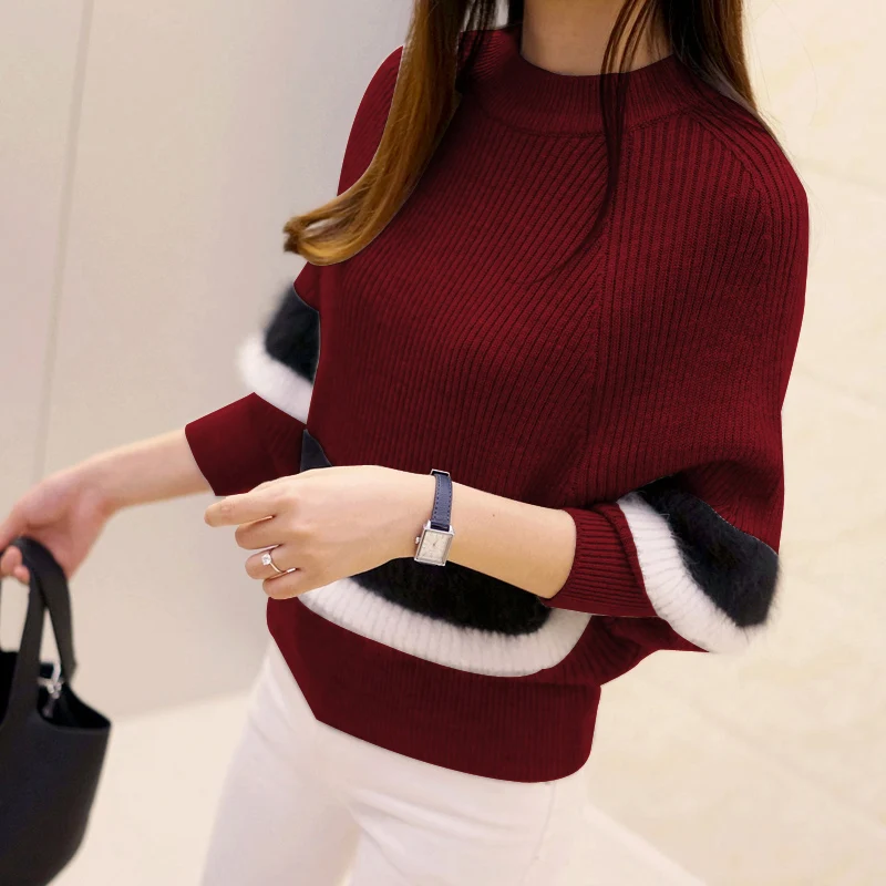 2018 New Autumn Women Sweaters Fashion O-Neck Batwing Striped Pullovers Plus Size Loose Knitted Sweaters Female Jumper Tops 2018 New Autumn Women Sweaters Fashion O-Neck Batwing Striped Pullovers Plus Size Loose Knitted Sweaters Female Jumper Tops