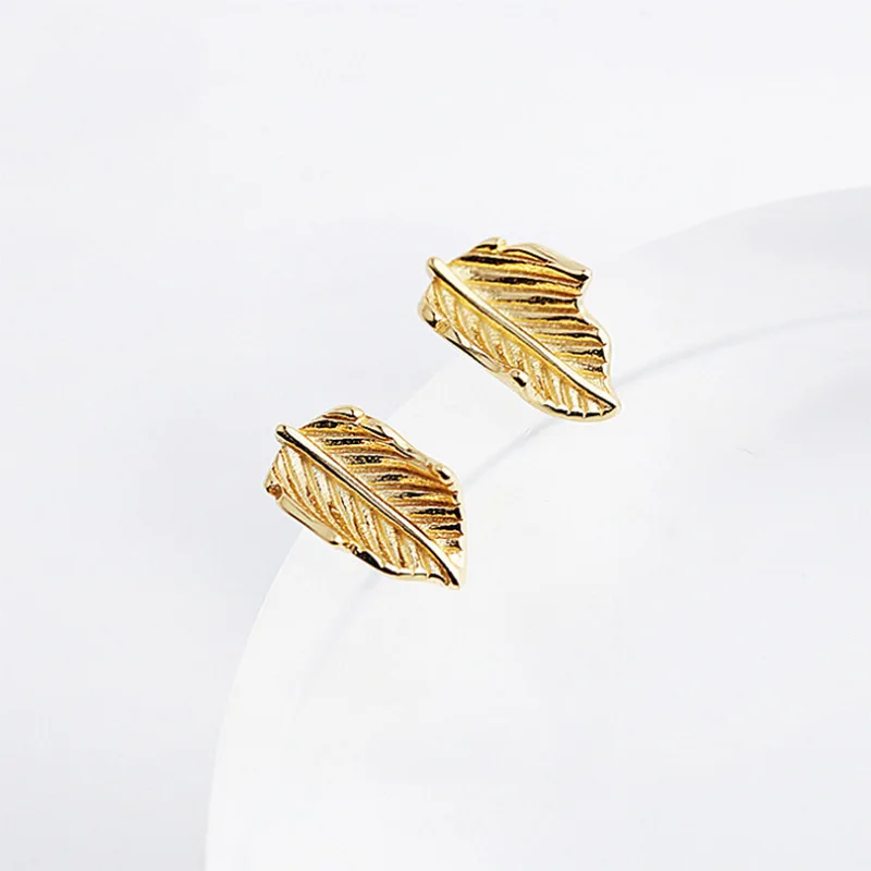 3D golden leaf earrings woman S925 silver jewelry fashion Hypoallergenic stud earrings for women gift silver earrings