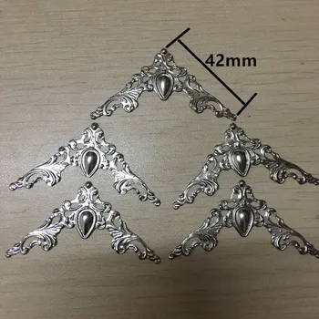 

Bulk Filigree Triangle Flower Wraps Cabochon,Ancient Silver Plated Corner,Flatback Metal Embellishments Scrapbooking,42mm,100Pcs