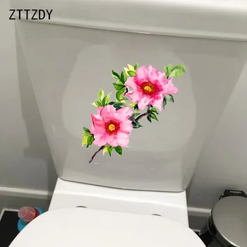 

ZTTZDY 24.9*12.9CM Watercolor Flower Plant Bedroom Wall Sticker WC Toilet Decor Decal T2-0575