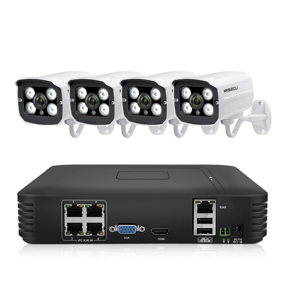 

Full HD 1080P POE video surveillance kit 4pcs 2MP Metal Outdoor IP Camera 4CH 1080P POE 13V NVR CCTV Kit HDMI P2P Email Alarm