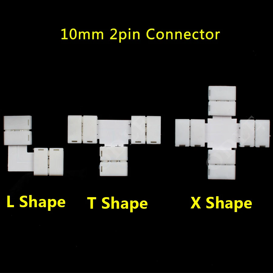 

5 PCS L T X SHAPE 10MM PCB 2Pin RGB LED connectors for 12V 5050 10mm width Strip 2 free welding clasp lamp Quick Splitter