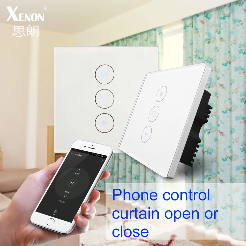 Xenon EU Standard Wireless Curtain Switches Can Remote Control , Glass