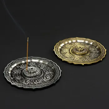 

PINNY 9 Dragons Retro Incense Burner 5 Hole Stick Alloy Incense Base Room Decoration Meditation Sandalwood Metal Incense Burner