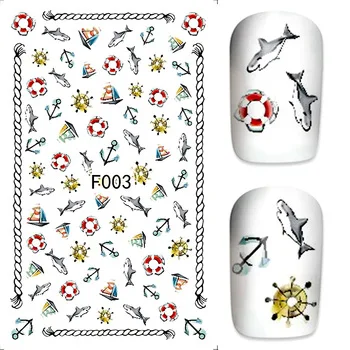 WUF 1 Sheet Ocean World Theme Creative Designs Nail Stickers French Tips Nail Art Decorations For Nails Tools #F003