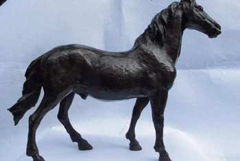 

12 Western exquisite Copper Bronze Carving Steed war Horse sculpture art Statue