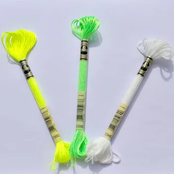 

oneroom 1pcs E980 E990 fluorescent Effects Glow-in-thedark E940 metallic thread cross stitch DMC floss embroidery DIY