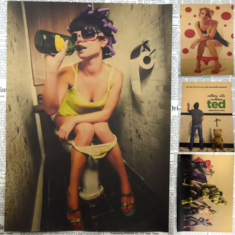 

wall decal Kraftpaper vintage retro poster bar Coffee Museum paintings movie posters Toilet story 30*21cm