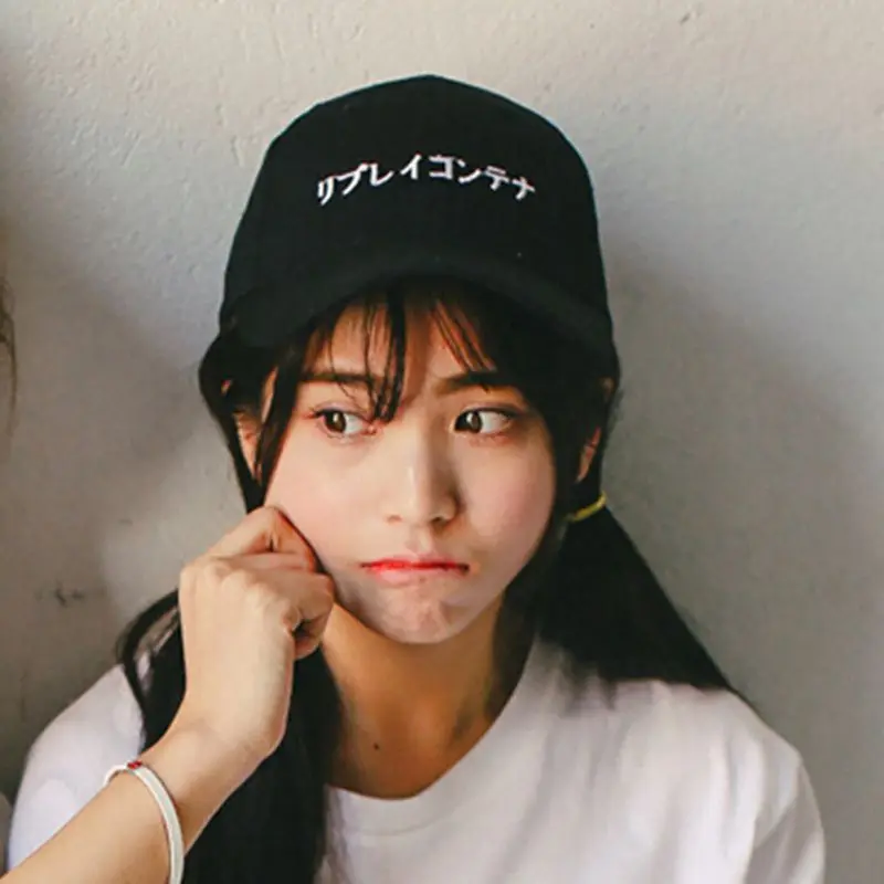 

Men Women Casquette Japanese Letter Embroidery Cotton Hat Hip Pop Style Baseball Cap Spring Summer Snapback Sun Caps