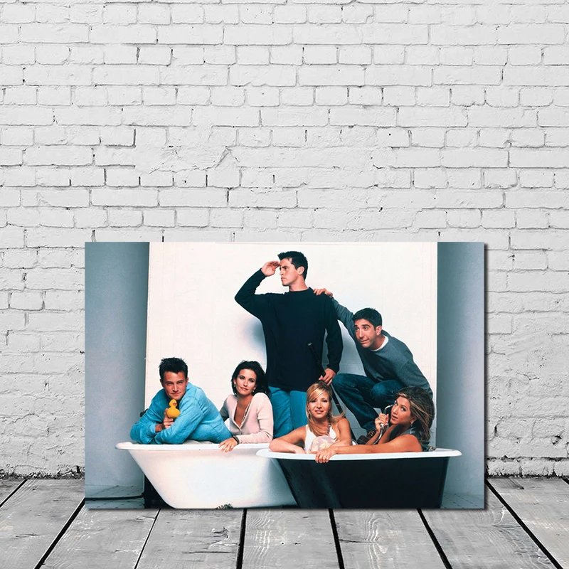 Us 5 32 34 Off Wallpaper Of The Cast Friends Tv In A Bath Tub Canvas Painting Print Living Room Home Decor Modern Wall Art Oil Painting Poster In