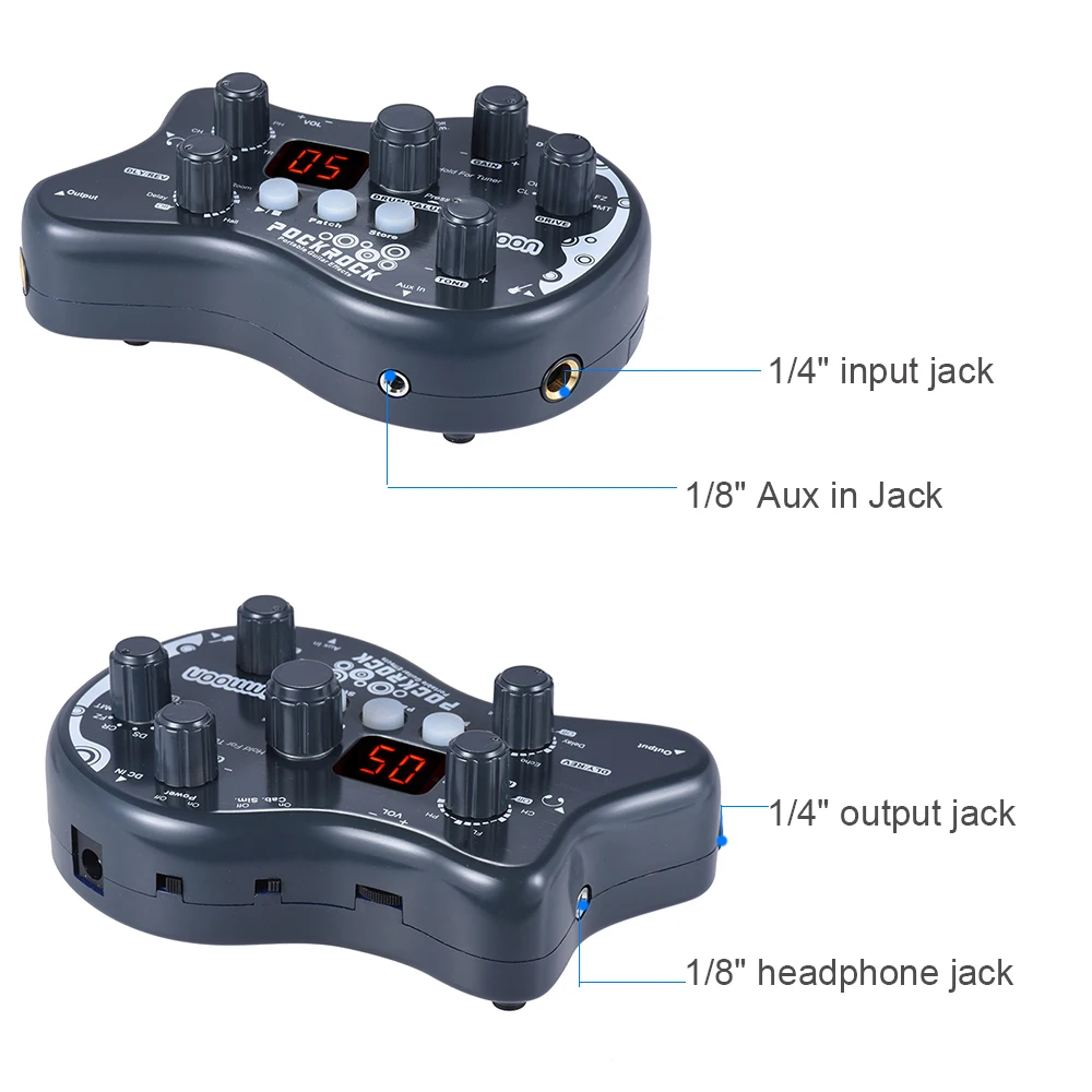 Ammoon PockRock портативная гитара Мульти-процессор эффектов Педаль эффектов 15 типов эффектов 40 барабанных ритмов Функция настройки