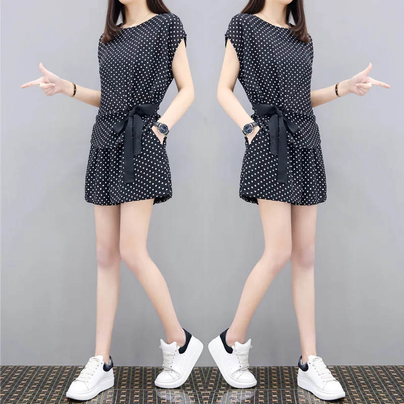 

Wave Point New Women Clothing Fashion Leisure Chiffon Blouse Shorts Two Sets Suite Trousers