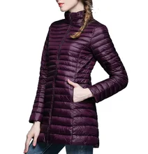Woman Coat 90% White Duck Down Long Jacket Female Overcoat Ultra Light Slim Solid Jackets Winter Coat Portable Fashion Parkas