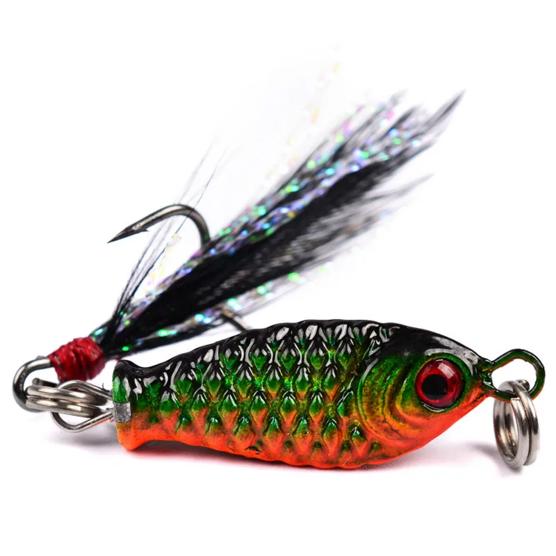 

1PCS/new Product with Feather Lead Fish Road Sub-bait Hard Bait 2.5cm/5.3g Full Water Artificial Realistic Bait Fishing Gear