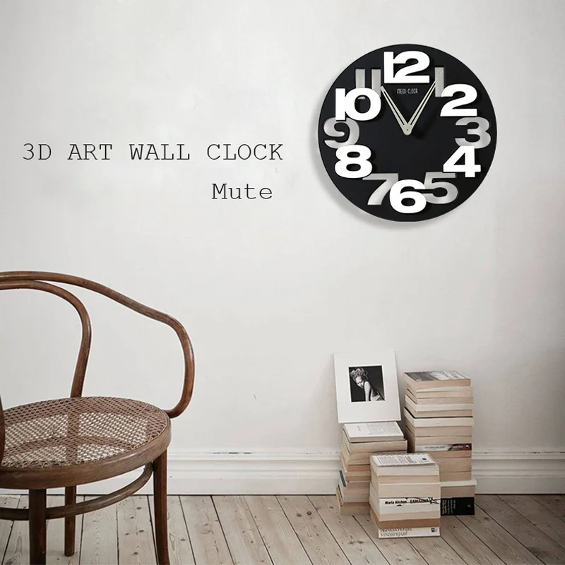 

Three dimensional shape wall clock Round Big 3d Large Decorative Modern Design Digital Watch Hanging On The Wall Kitchen