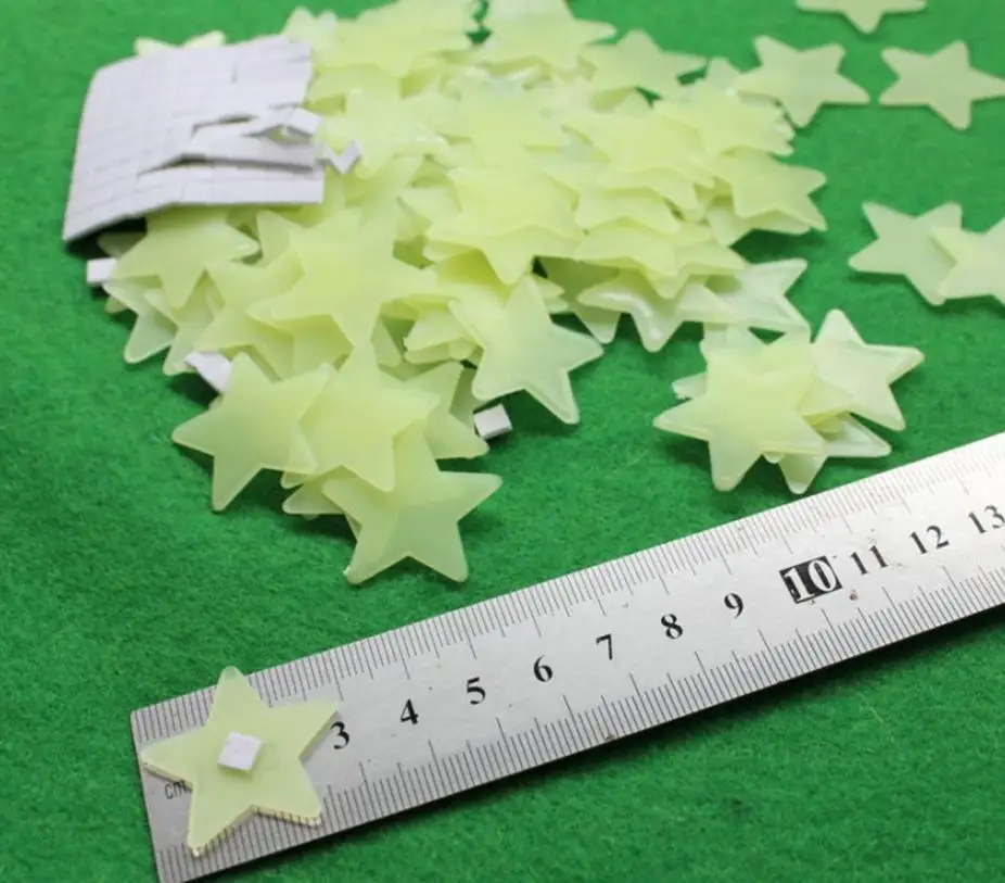 Wall Sticker Christmas gift ideas 100 / bag PVC luminous stars in luminous patch fluorescent stickers wall stickers 3194