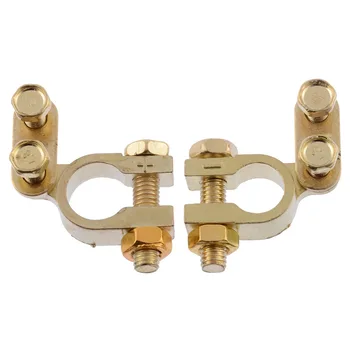 

1 Pair Metal Car Battery Terminal 35mm Positive 34mm Negative Gold Plated Auto Battery Tray Clamp Clip Connector Small Size