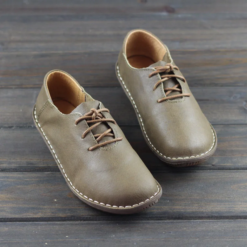 Careaymade-Pure hand-made top leather casual shoes women's retro literary arts flat heel single lace spring flat sole shoes Careaymade-Pure hand-made top leather casual shoes women's retro literary arts flat heel single lace spring flat sole shoes