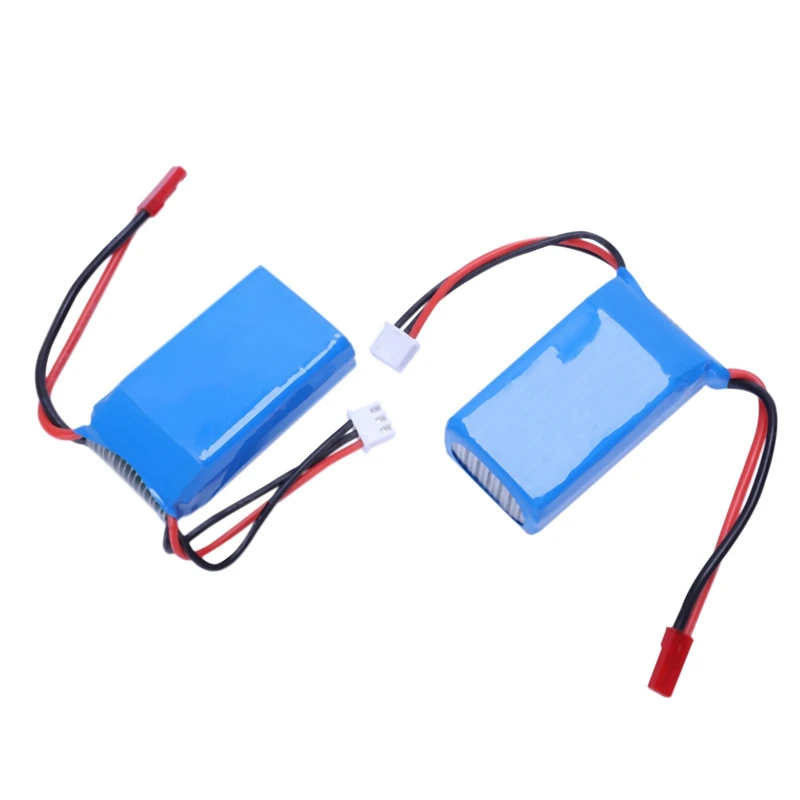 JABS 2Pcs 7.4V 1100Mah 25C 2S Lipo Battery Jst Plug Rechargeable For Wltoys A949 A959 A969 A979 Rc Car Airplane Drone