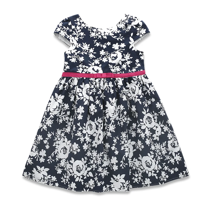 

Text 17 new summer girls 1-8 years old baby blue white cotton short sleeved waist bowknot dress