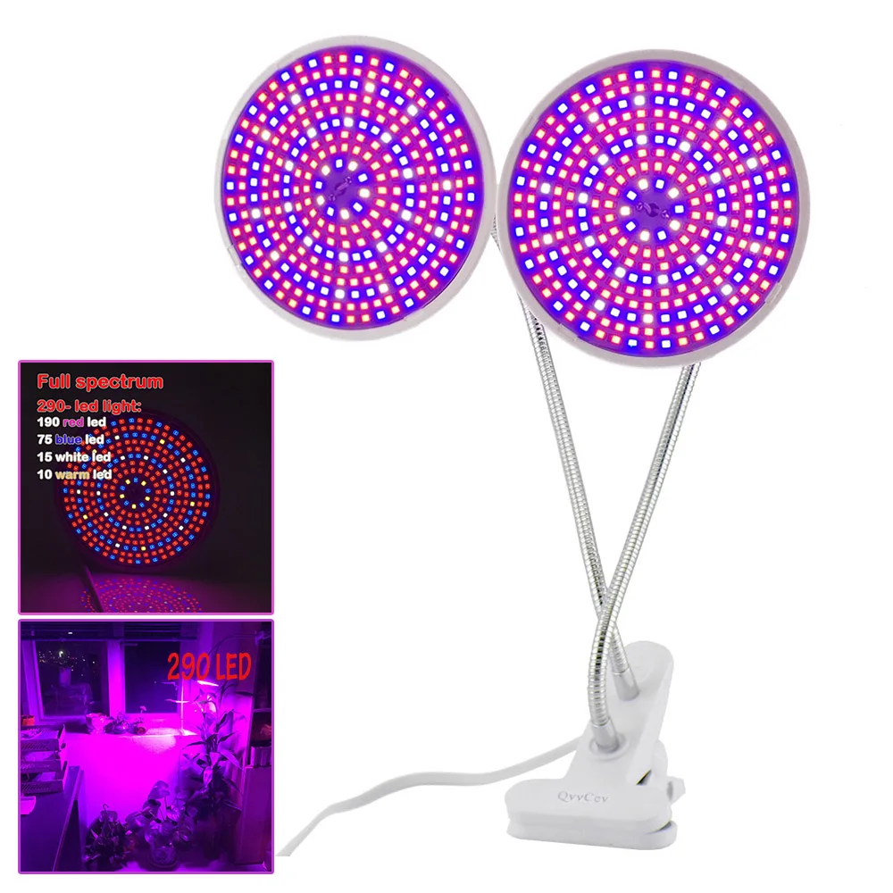 

290 LED Grow Light Flower Seeds Growing Bulbs Lamp Full Spectrum Lamps Plant Grow Lamps with Holder Clip Indoor Grow LED Lamp