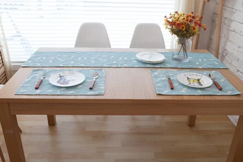 

New Retro Foreign table decoration modern European-style garden coffee stylish blue or green leaves design Placemat table flag