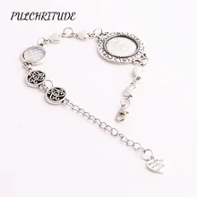 PULCHRITUDE металлический сплав серебра 3 шт. рыбьей чешуи Камея браслет ручной работы Fit Круглый 18 мм Кабошон База Шарм с Луной и звездой Diy C1542