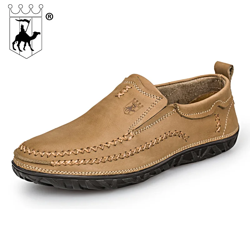 

BACKCAMEL Men's Breathable Genuine Leather Shoes Slip-on Set Foot Shoes Business Dress Oxford Shoes Black Men Flats Shoes