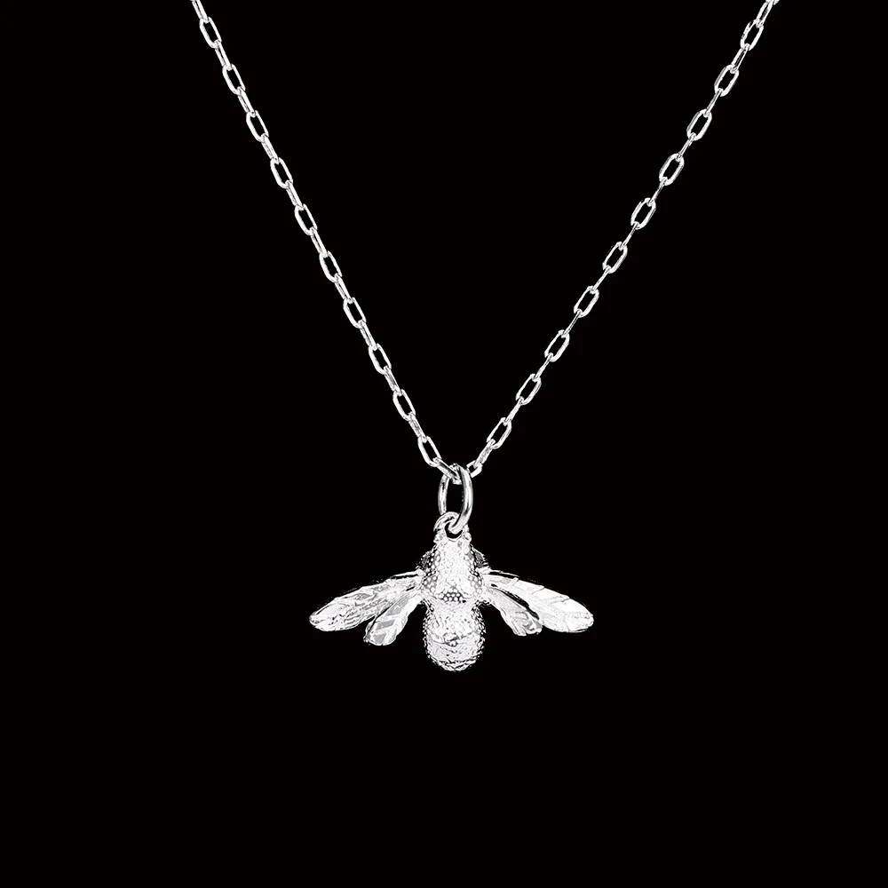 Ожерелье из стерлингового серебра 925 пробы с милой Пчелой, хорошее ювелирное изделие, Серебряная Золотая медовая пчела, массивное ожерелье с подвеской для женщин - Окраска металла: silver