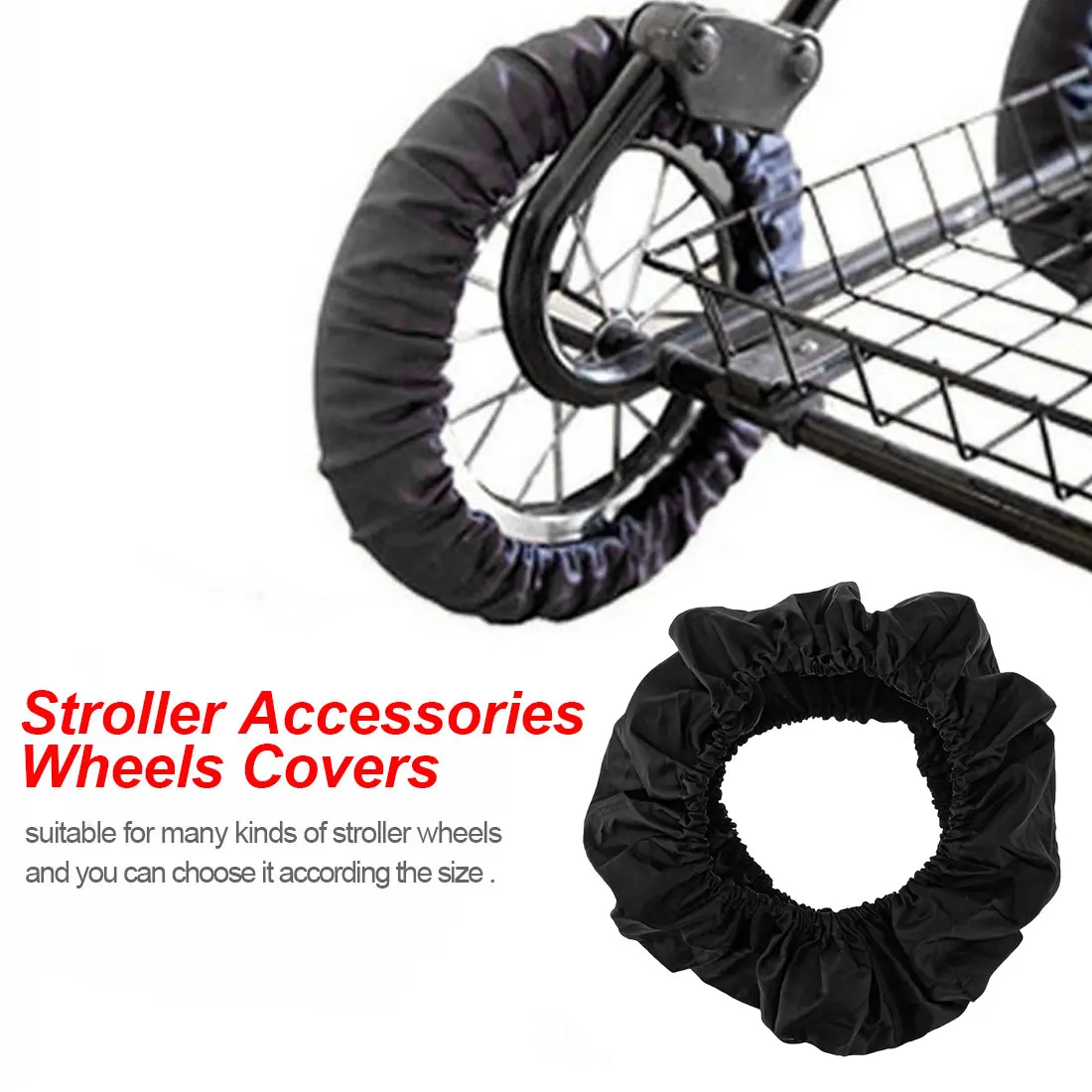 

2 Pcs Stroller Accessories Wheels Covers for 12-25 CM Wheelchair Baby Carriage Pram Throne Pushchair