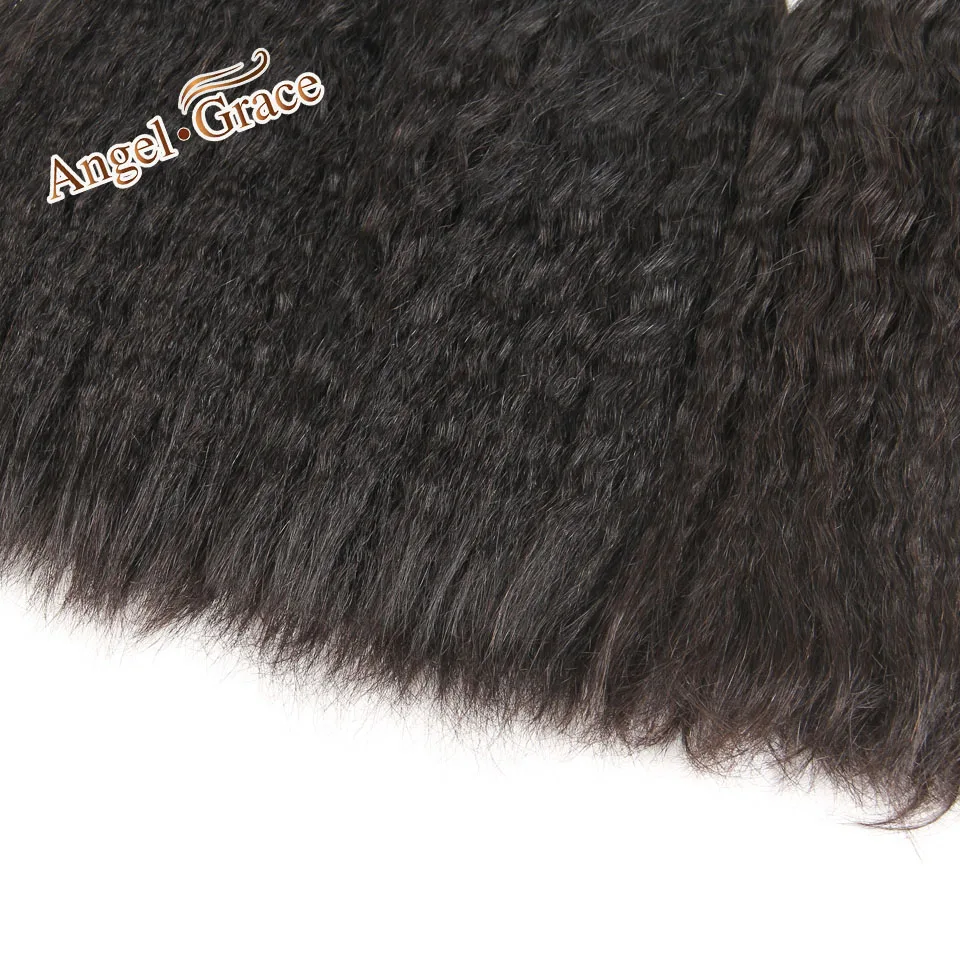 Angel Grace Hair Kinky Straight Hair Brazilian Weave Bundles 4 pcs 100g Coarse Yaki Remy Human Tissage Cheveux Humain