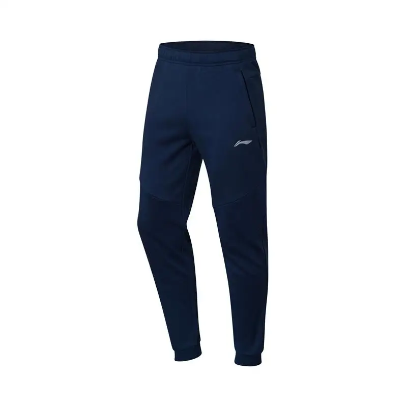Li-Ning мужские тренировочные спортивные штаны, флисовые теплые хлопковые брюки с карманами, подкладка для упражнений, спортивные штаны AKLN859 COND18 - Цвет: AKLN859-4H