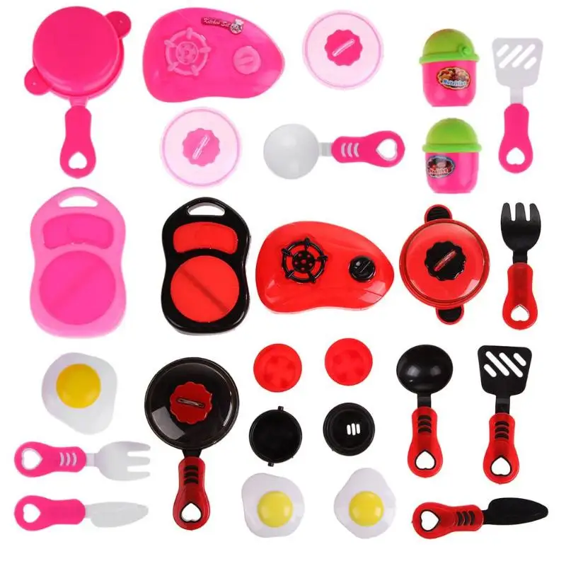 

Children DIY Kitchen Cooking Toy Kids Pretend Play Toy Plastic Kids Mini Kitchen Ware Tools Simulation Cookware Pans Dishes Set