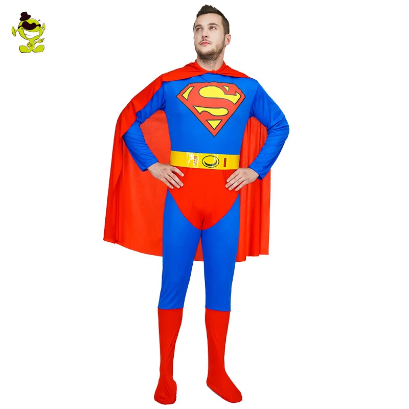 Najtaniej Kostiumy dla dorosłych Superman czerwony niebieski Lycra elastan Full Body Super hero Zentai garnitury superbohater Cape dla kobiet i mężczyzn strój cosplay