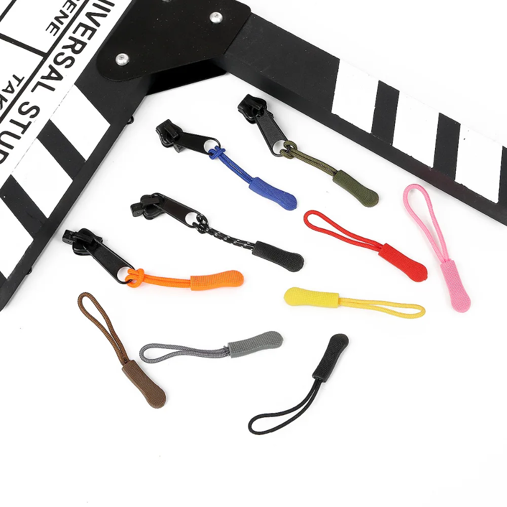 Mix Color Cord Zipper Pull Strap Lariat 10pcs/pack 10mm Width x 65mm Length Black For Apparel Accessories