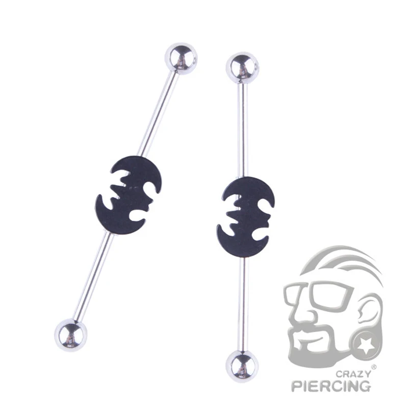 

Punk Style 316L Stainless Steel Batman Shape Body Jewelry Industrial Piercing Earrings Style Ears